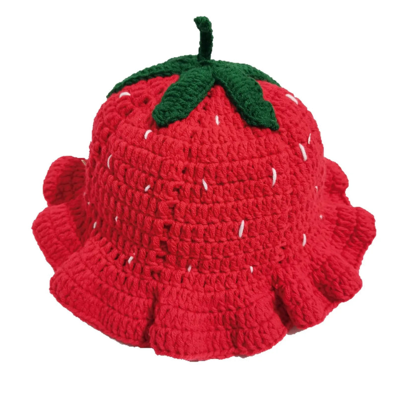 Sterling™ Crochet Knit Beanie with Floral Fruit Detail