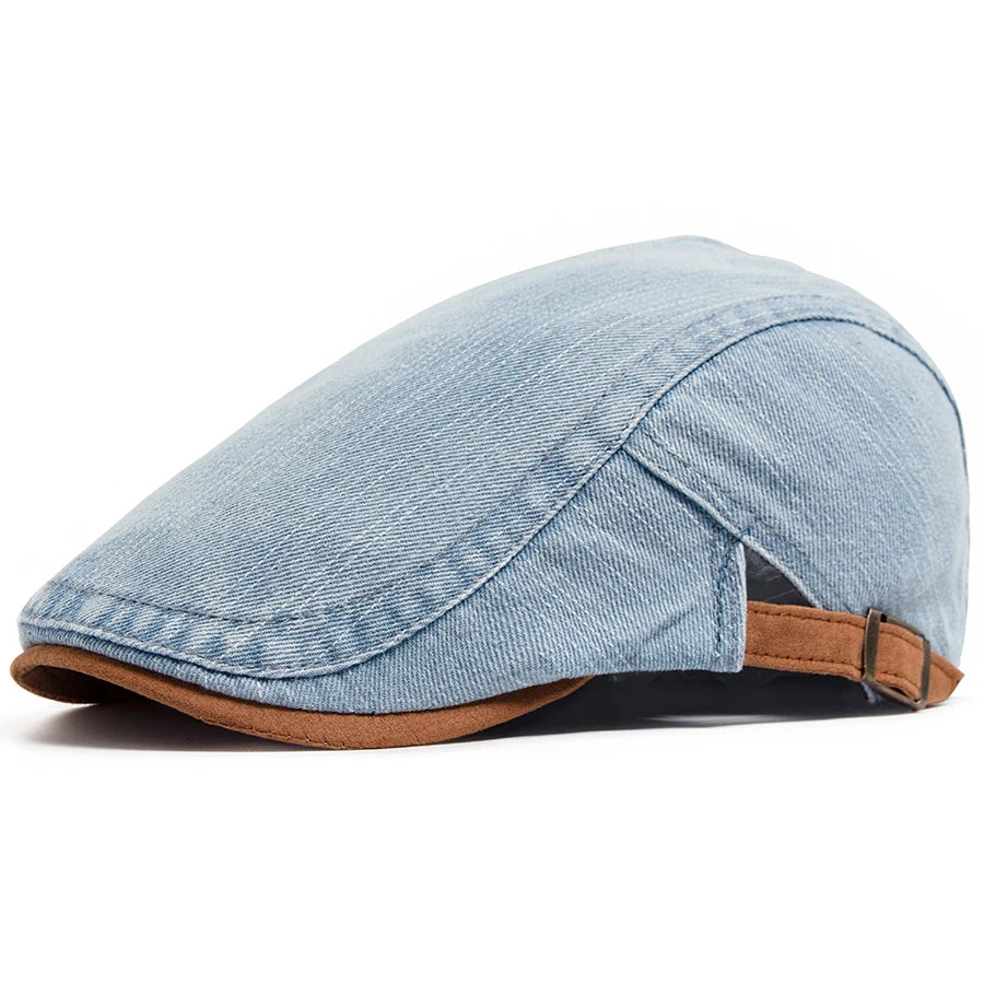 Sterling Denim Cotton Newsboy Cap™ Patchwork Brown Beret