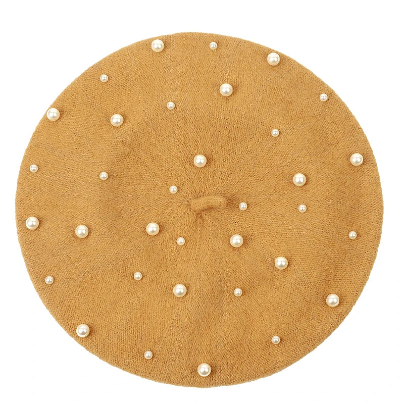 Sterling Celestine Wool Beret™ with Pearl Bead Detail