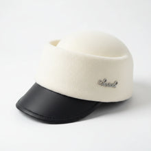 Sterling™ Wool Newsboy Cap With Patchwork Crown And Leather Brim