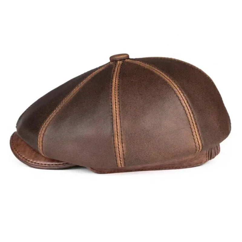 Sterling Novel Beret Cap™ Sheepskin Leather Matte Octagonal Crown