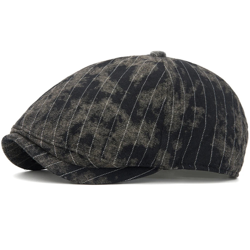 Sterling Striped Cotton Flat Cap™ Adjustable Side Buckle