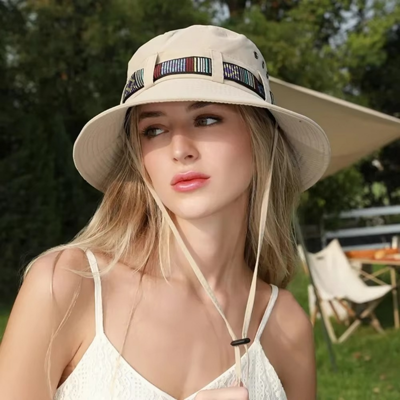 Sterling Striped Boho Style Summer Sun Hat™ Wide Brim Straw