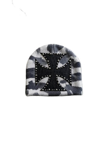 Sterling ™ Nocturne Leather Beret Hat With Rivet Cross Detail