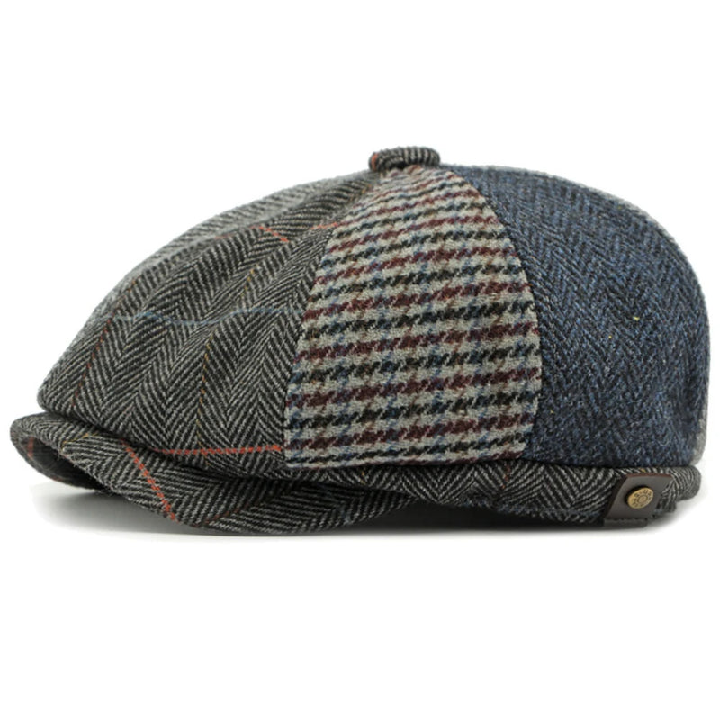 Sterling HT4942 Plaid Wool Blend Beret™ with Patchwork Design