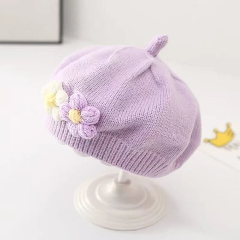 Sterling Petalyn Toddler Knit Beret™ with Floral Accent