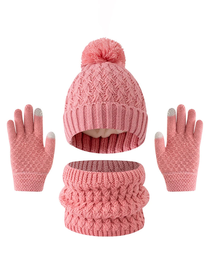 Sterling™  Deluxe Children's Knit Winter Hat Scarf And Gloves Color Block Set