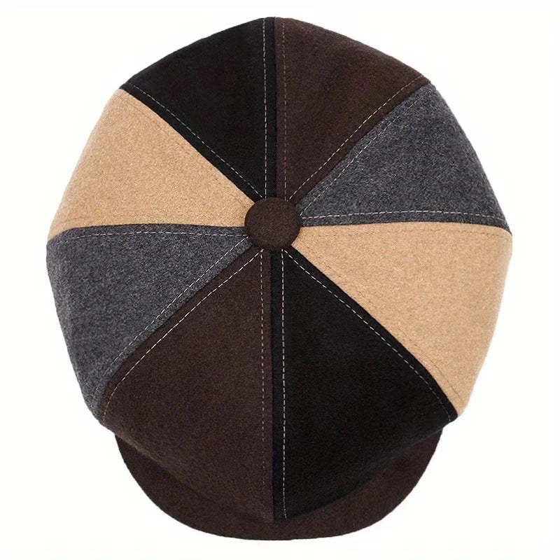 Sterling Patchwork Beret Polyester Flat Cap™ With Paneled Newsboy Crown