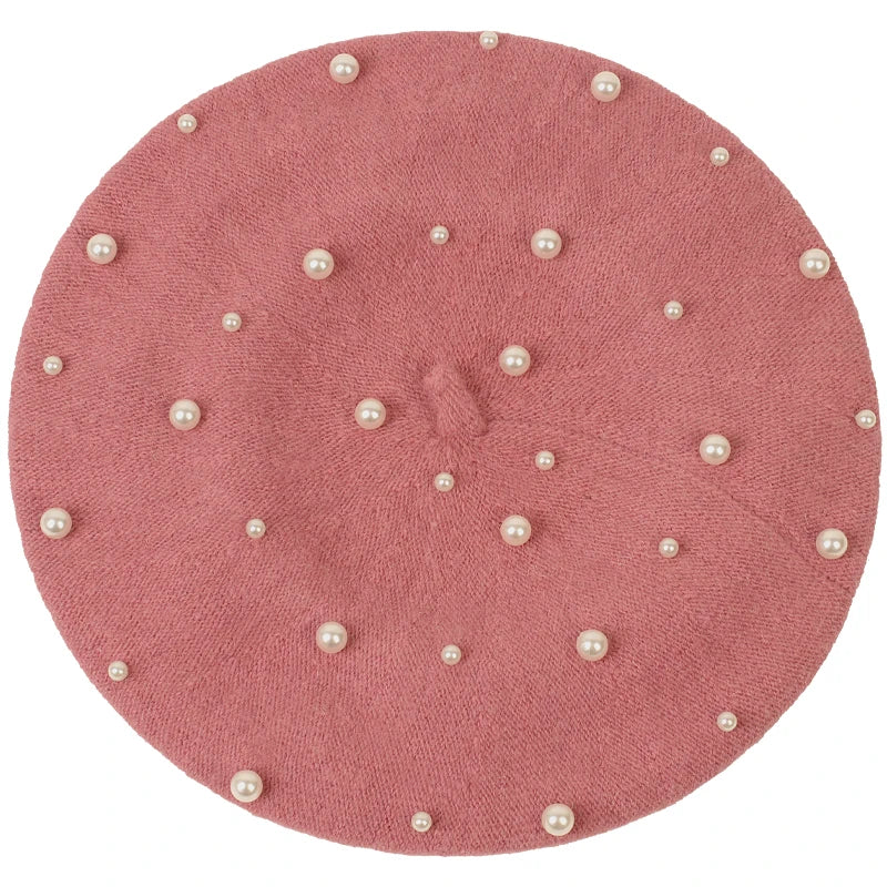 Sterling Celestine Wool Beret™ with Pearl Bead Detail