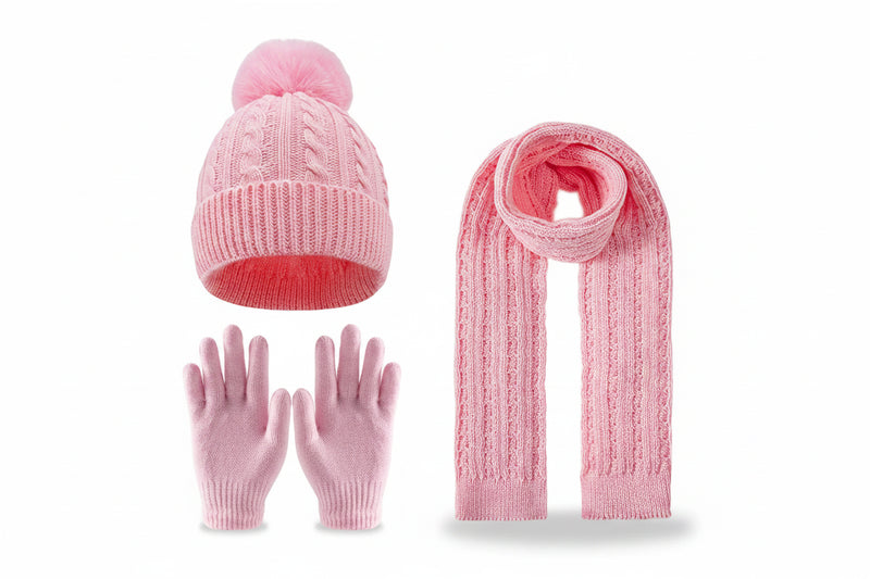 Sterling™ Kids Winter Knit Three Piece Set With Single Pom