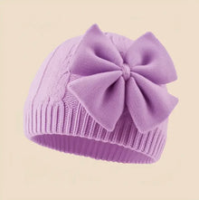 Sterling™ Baby Knit Bow Hat Soft Stretch Beanie With Oversized Bow