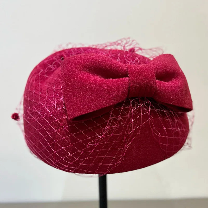 Sterling Elegant Socialite Woolen Mesh Beret™  With Sculpted Shell Crown