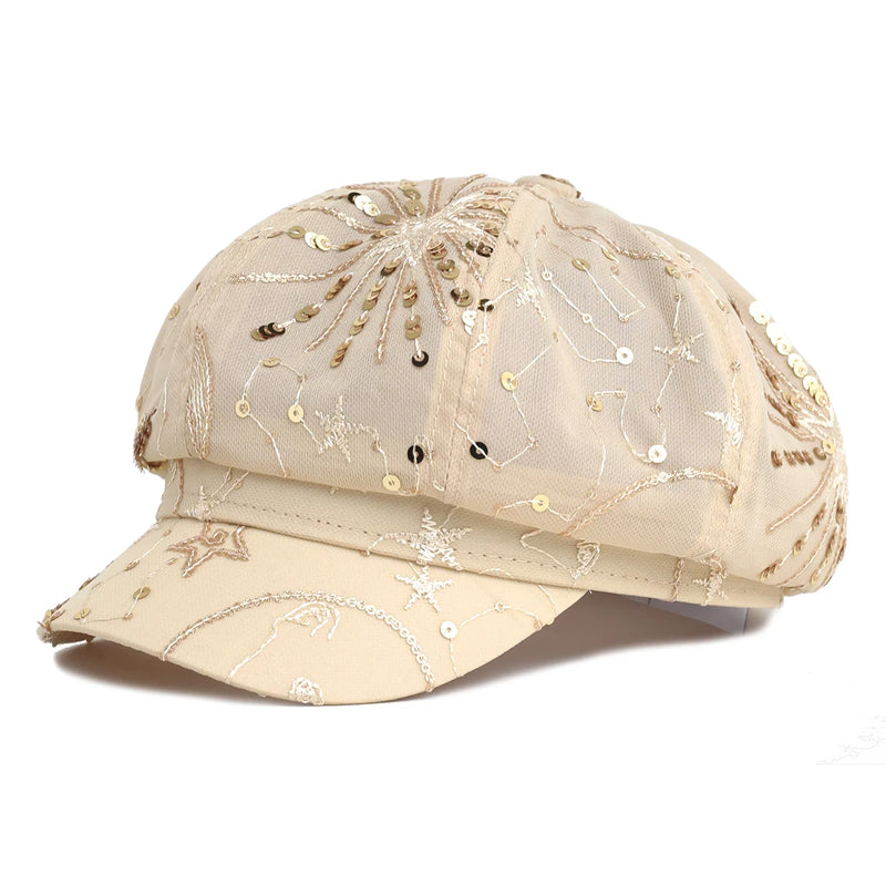 Sterling Sequined Mesh Painter Beret™ Breathable Sparkle Cap