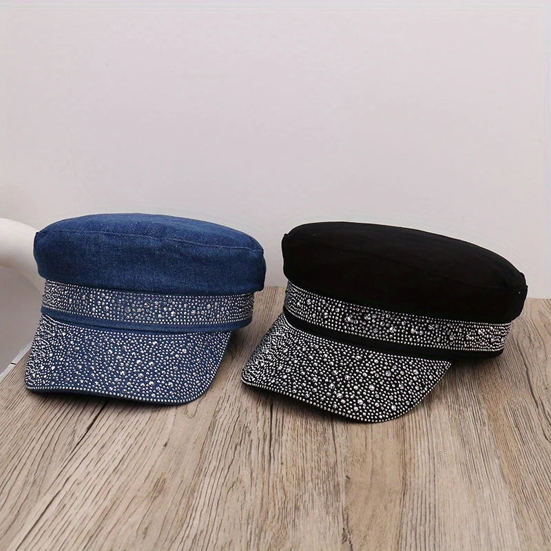 Sterling Flat Top Rhinestone Baseball Cap™ Mesh Back Arc Visor