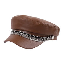 Sterling Leather Sailor Cap™ Chain Detail Structured Visor