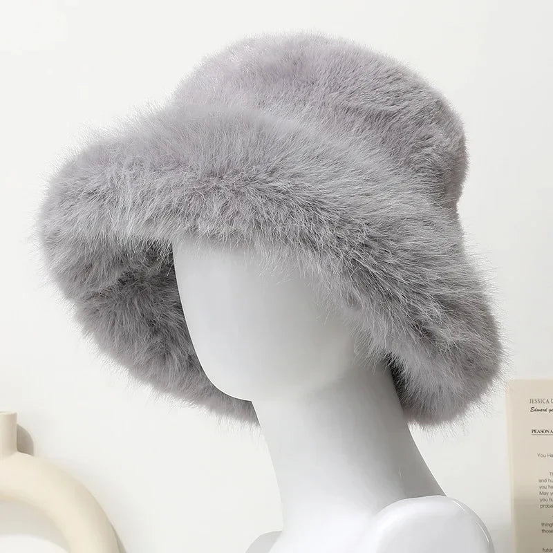 Sterling Solea Winter Bucket Hat™ Faux Mink Plush Bright Yellow