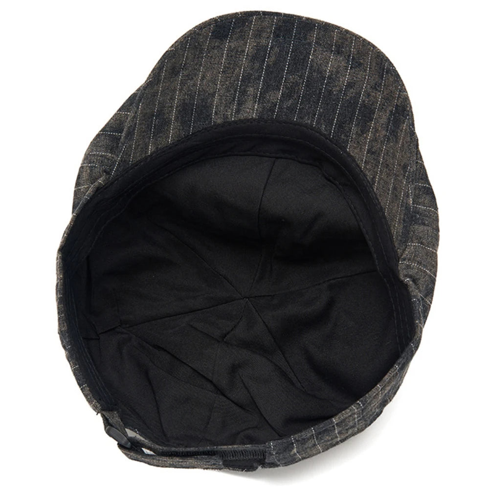 Sterling Striped Cotton Flat Cap™ Adjustable Side Buckle