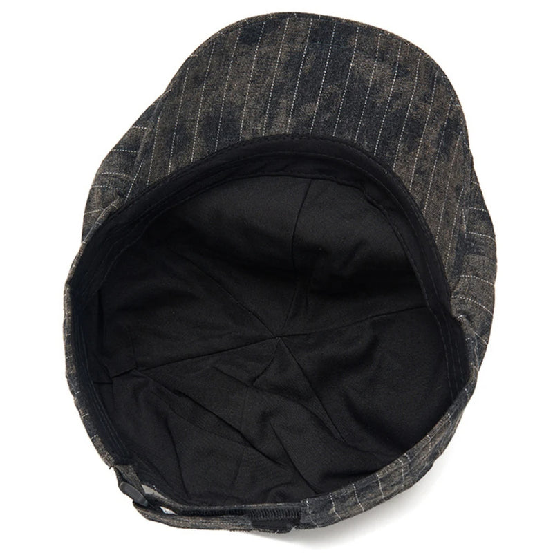 Sterling Striped Cotton Flat Cap™ Adjustable Side Buckle