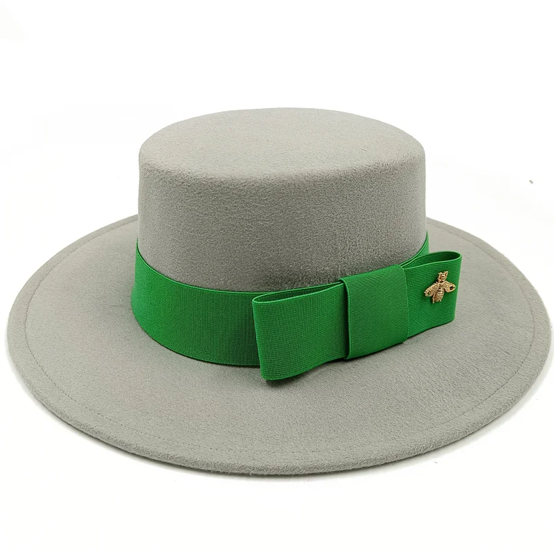 Sterling Fedora Hat Elegant Bow Charm™ Wide Brim Felt Bow