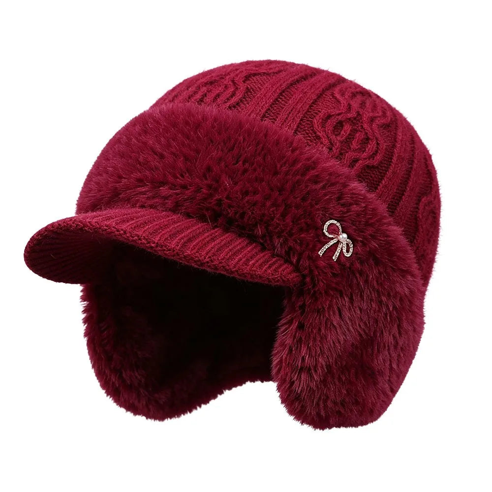 Sterling™ Marlowe Fleece Knit Beret Cap With Plush Ear Flaps