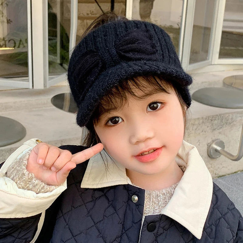 Liora Kids Earflap Cap™ Acrylic Knit Bow Detail