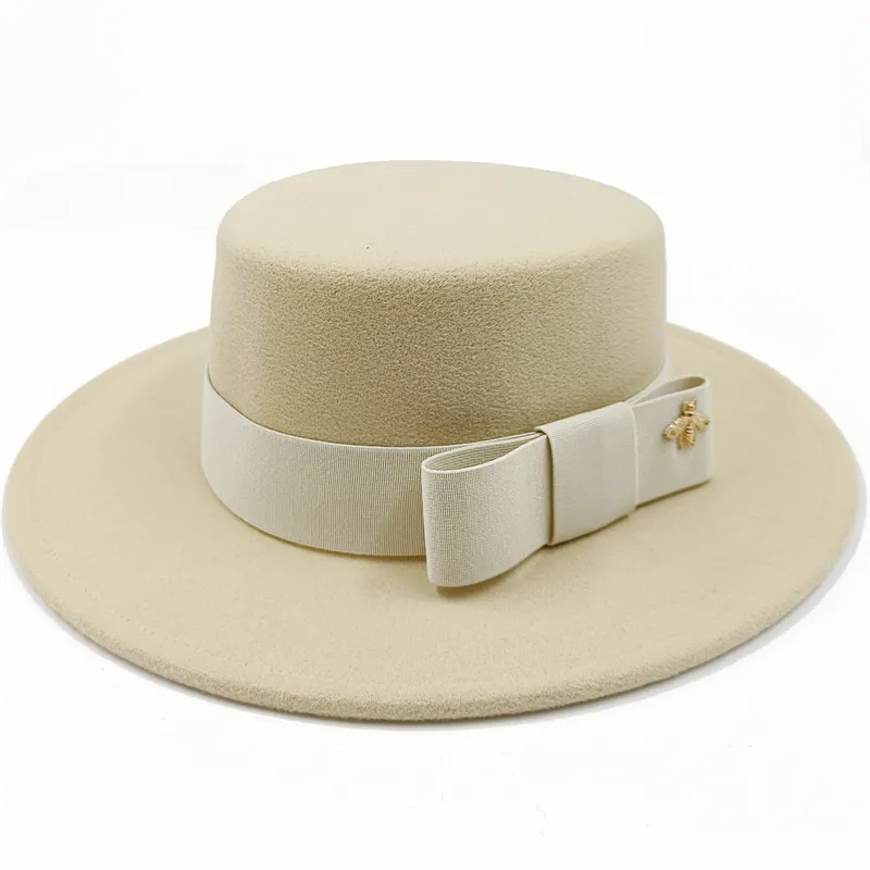 Sterling Fedora Hat Elegant Bow Charm™ Wide Brim Felt Bow
