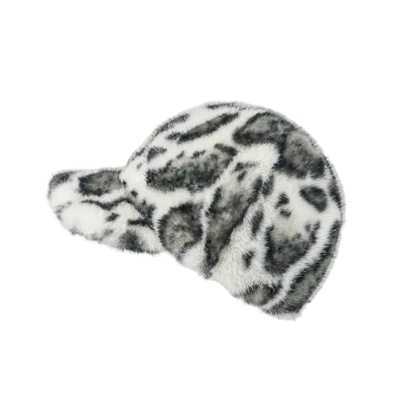 Sterling™ Faux Fur Baseball Cap With Leopard Print