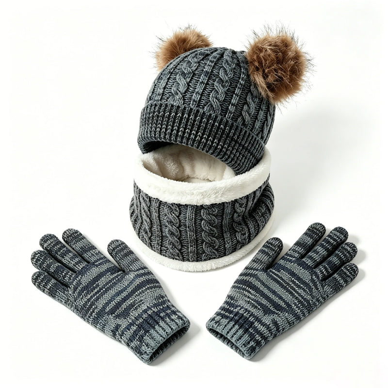 Sterling™ Nivali Kids Winter Knit Set With Twin Pom Hat