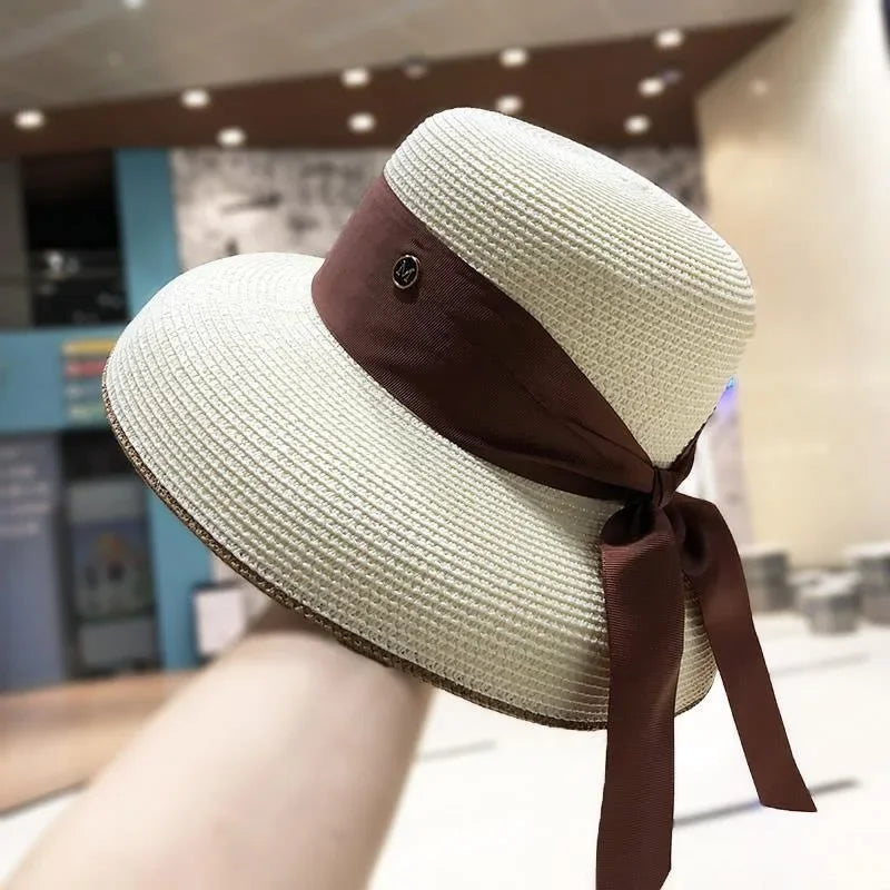 Sterling Coastal Luxe™ Wide Brim Straw Hat Black Ribbon
