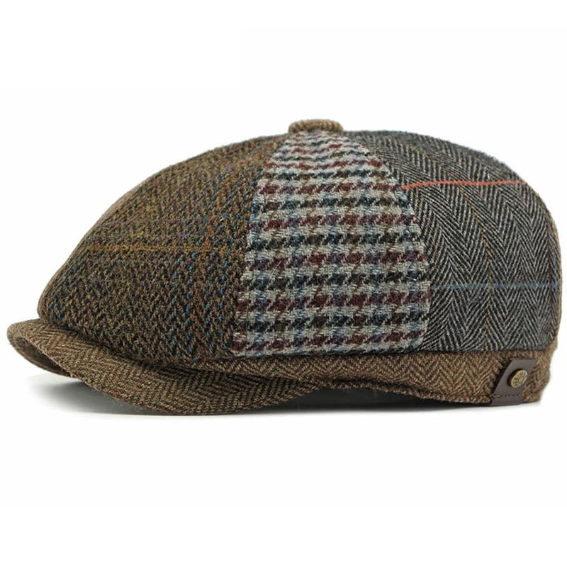 Sterling HT4942 Plaid Wool Blend Beret™ with Patchwork Design
