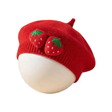 Sterling™ Strawberry Knit Baby Beret with Leaf Detail