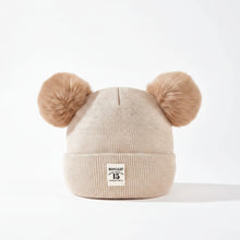 Sterling TeddyPuff Baby Knit Beanie™ Double Pom Bear Detail