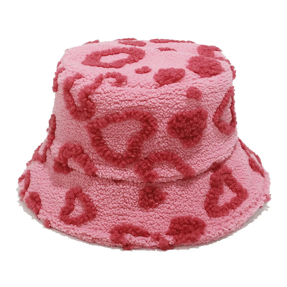 Sterling Cozette Sherpa Winter Bucket Hat with Heart Pattern™