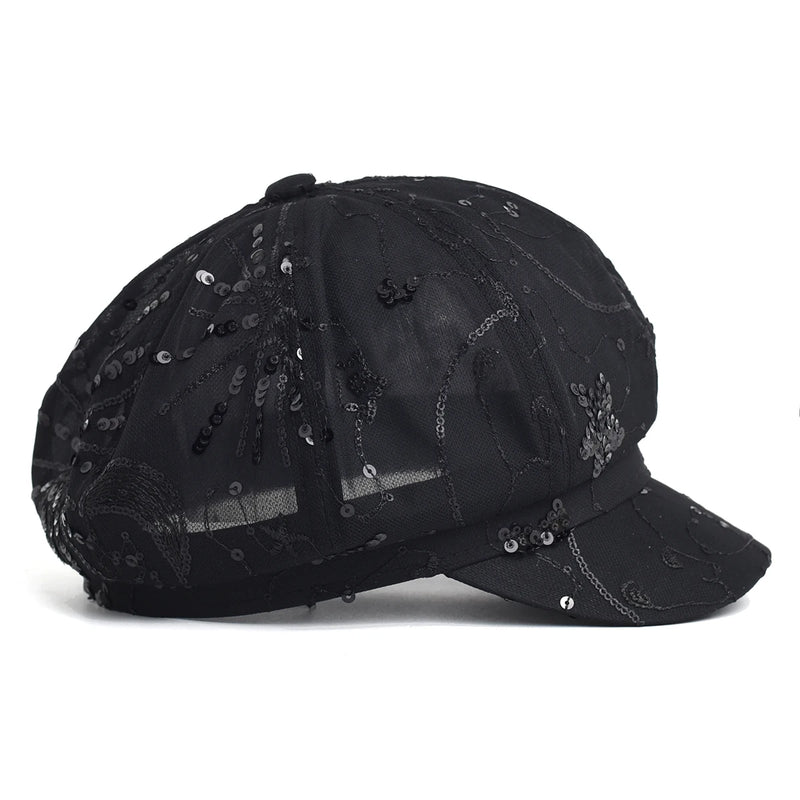Sterling Sequined Mesh Painter Beret™ Breathable Sparkle Cap