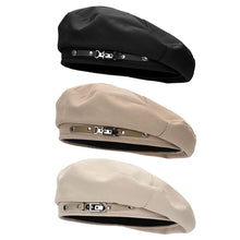 Sterling Korean Version Metal Buckle™ Retro Beret Cap Fabric Trim