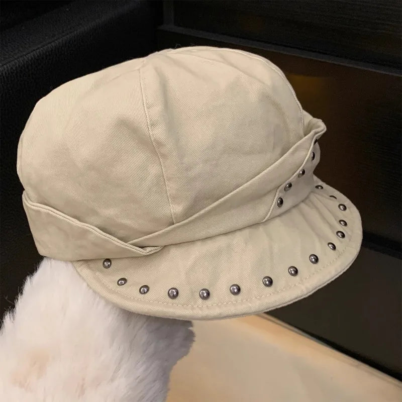 Sterling Rivet Beret™ Newsboy Cap Stud Detail