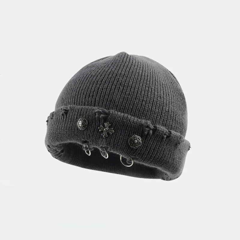 Sterling™ Nocturne Brimless Knit Wool Hat With Cross Ring Detail