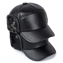 Sterling Black Leather Fur™ Baseball Cap Faux Fur Earflaps