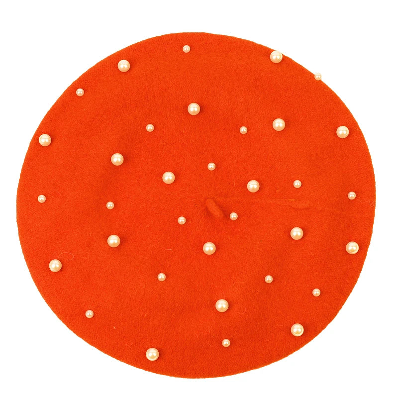 Sterling Celestine Wool Beret™ with Pearl Bead Detail