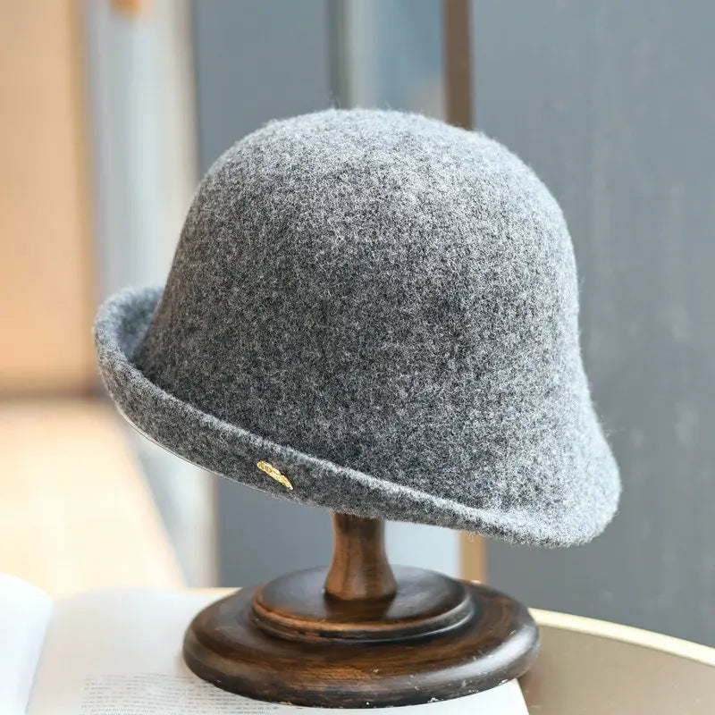 Sterling Aveline Warm Wool Bucket Hat™  With Curled Crown
