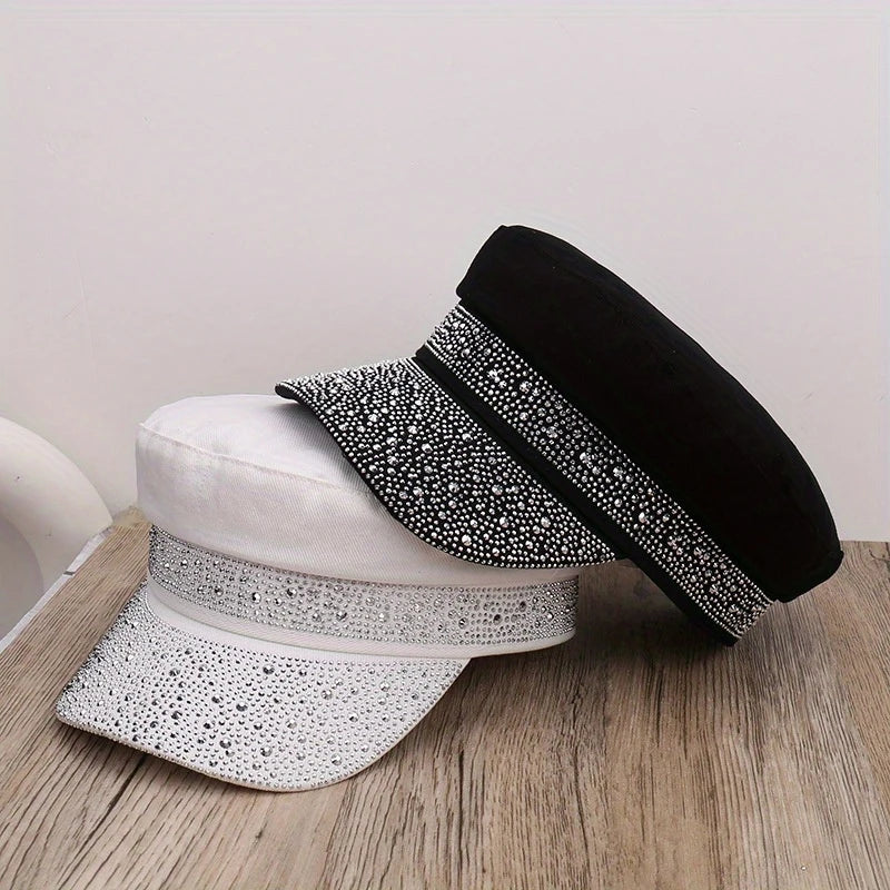 Sterling Flat Top Rhinestone Baseball Cap™ Mesh Back Arc Visor