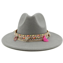 Sterling Fedora Hat™ Bohemian Shell & Tassel Band