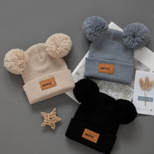 Sterling Nivali Kids Knit Beanie Set With Double Pompoms
