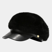 Sterling Vintage Mink Fur Beret Winter Cap™ Octagonal PU Brim