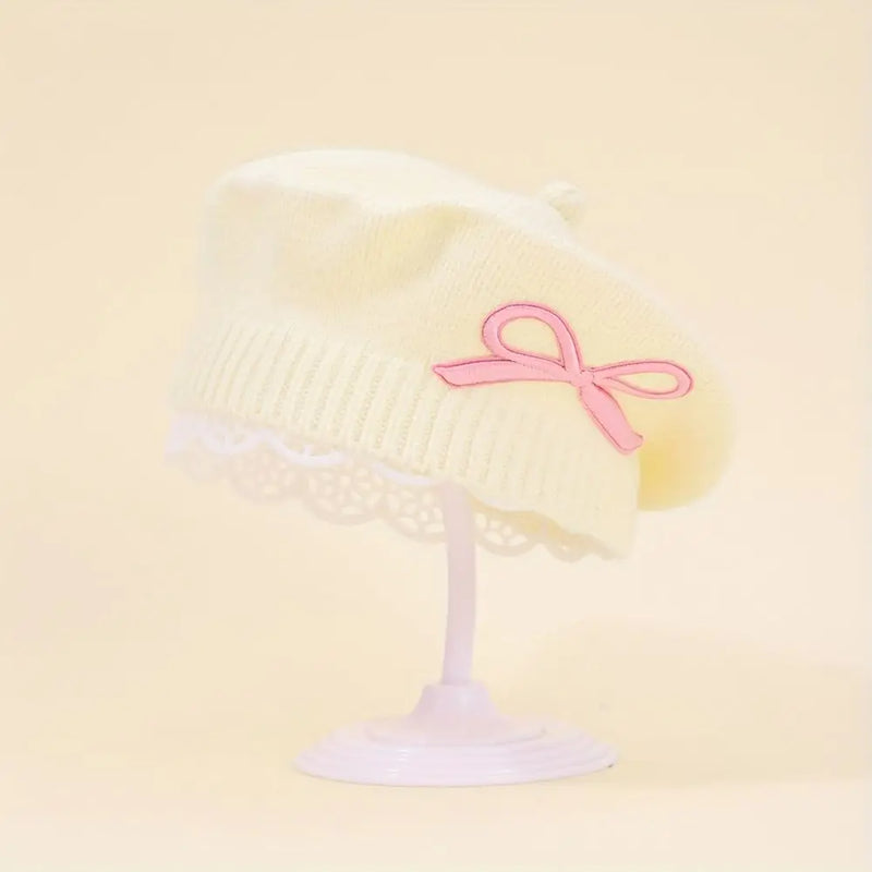 Sterling Liora Kids Knit Beret™ with Bow Detail