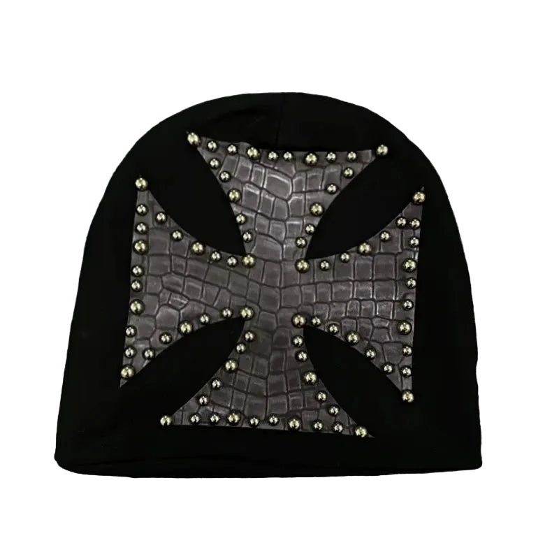 Sterling™ Nocturne Leather Look Brimless Dome Cap With Rivet Cross Detail
