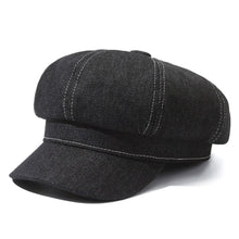 Sterling Newsboy Beret Denim Closed Back Octagonal Crown