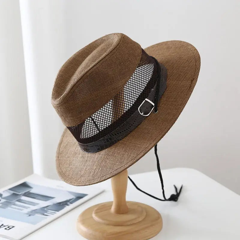 Sterling Breathable Mesh Band Hat™ & Chin Strap Wide Brim Fabric