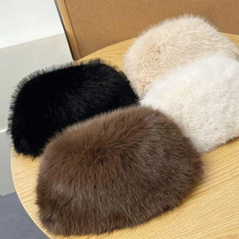 Sterling Plush Faux Fur Winter Hat With Wide Brim