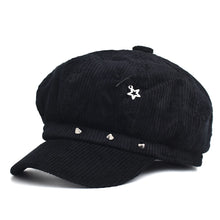 Sterling™ Nocturne Corduroy Newsboy Beret With Mesh And Rivet Detail